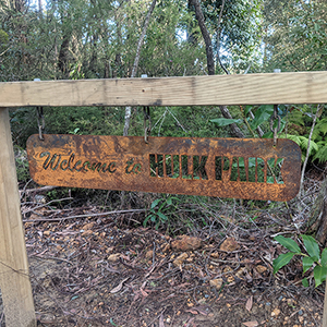 Sign at entrance of Anchoring Rope and Rigging reading "Welcome to HULK Park"